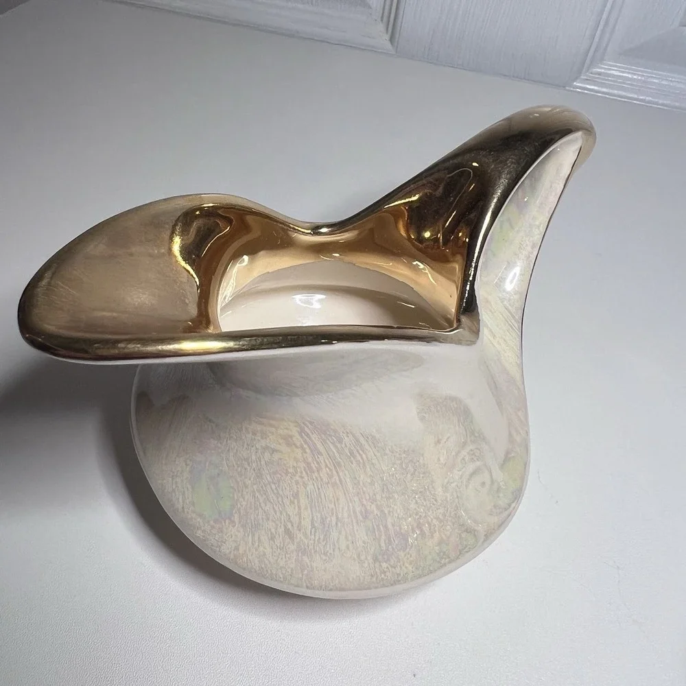 Vtg Pearl China Company Iridescent Lusterware Creamer‎ Sugar 22k Gold Trim